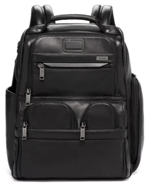 Alpha 3 Compact Laptop Brief Pack Leather - Black