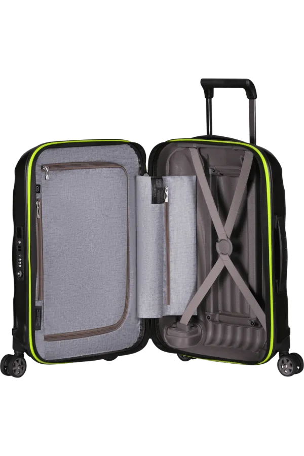 C-Lite Spinner (4 wheels) 55cm Expandable Cabin - Black/Lime