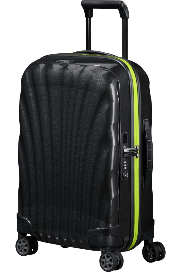 C-Lite Spinner (4 wheels) 55cm Expandable Cabin - Black/Lime
