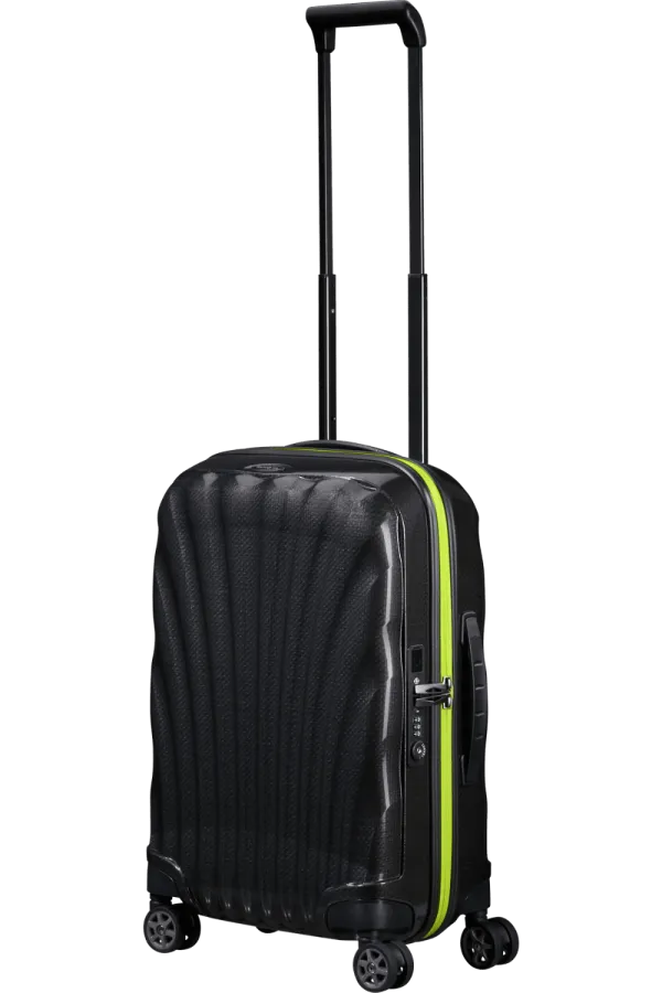 C-Lite Spinner (4 wheels) 55cm Expandable Cabin - Black/Lime