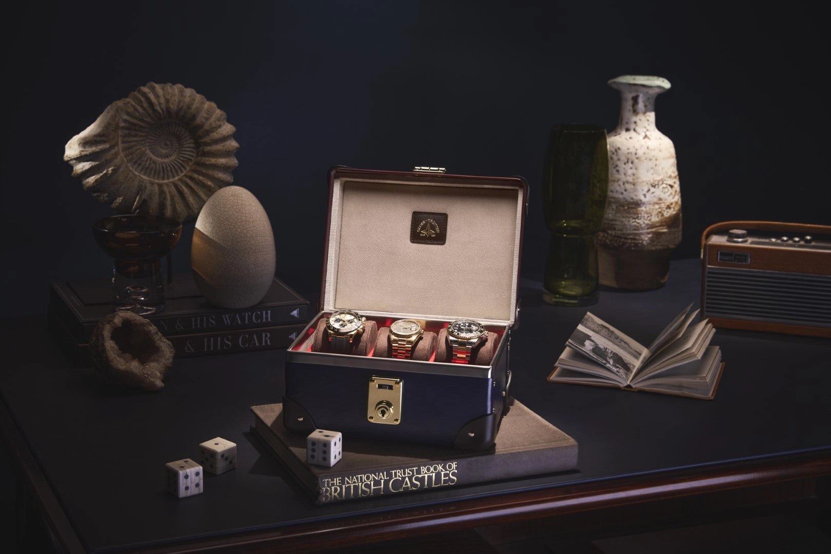 Centenary · 3-Slot Watch Case | Navy/Cocoa