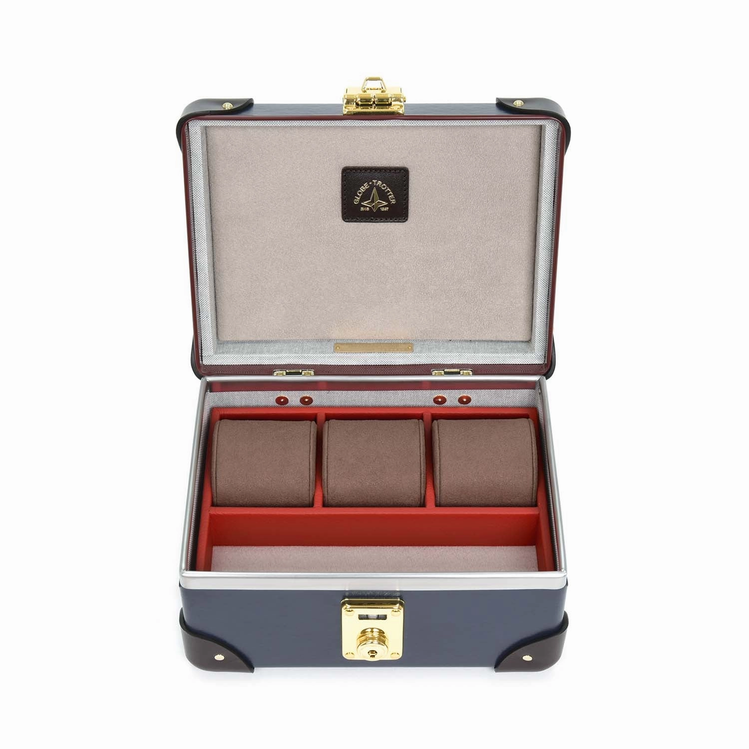 Centenary · 3-Slot Watch Case | Navy/Cocoa
