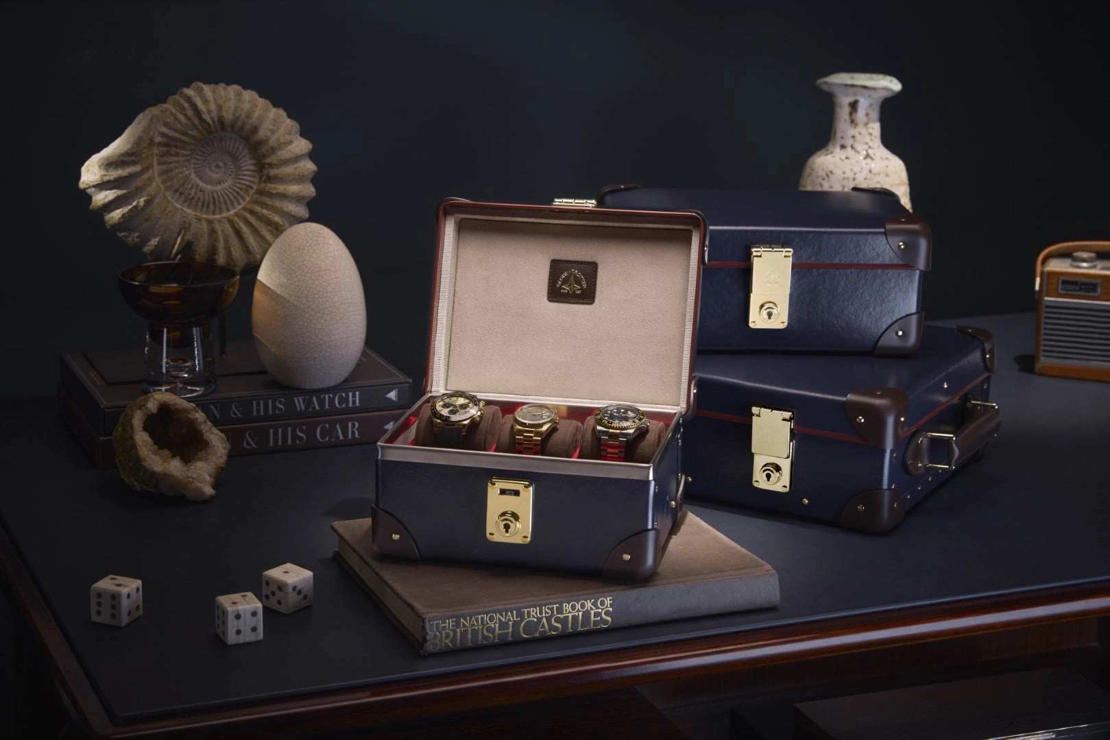 Centenary · 3-Slot Watch Case | Navy/Cocoa