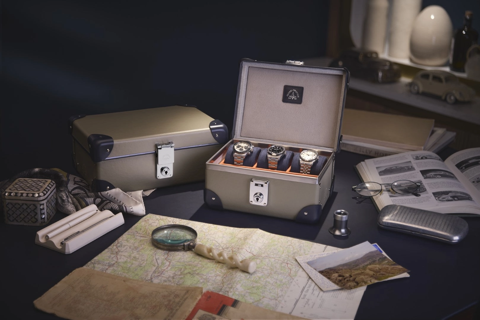 Centenary · 3-Slot Watch Case | Olive/Navy