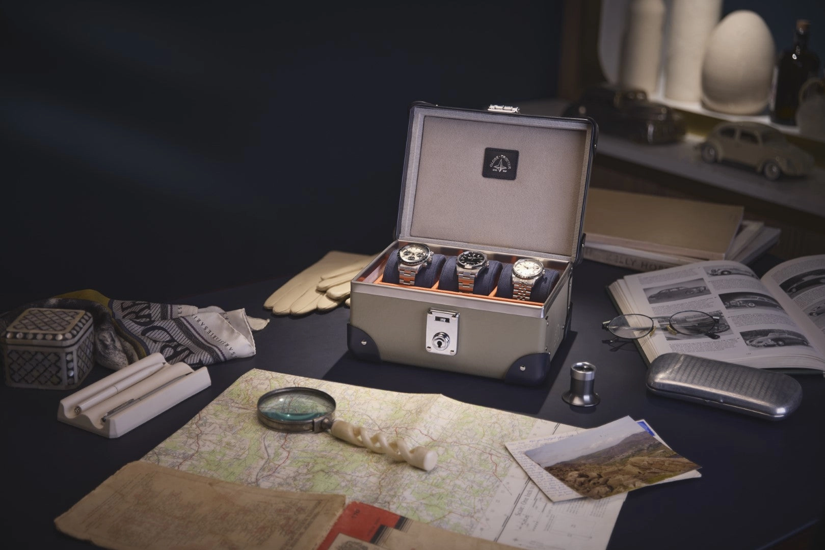 Centenary · 3-Slot Watch Case | Olive/Navy