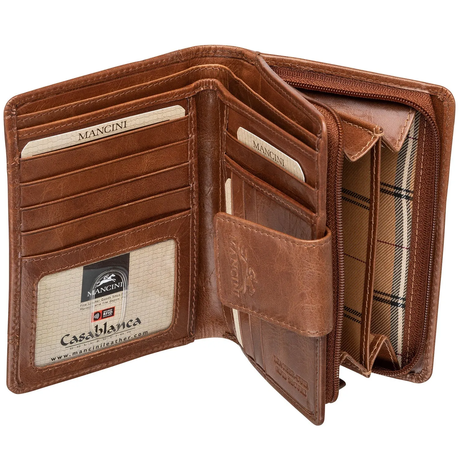 Mancini Ladies' RFID Secure Medium Clutch Wallet