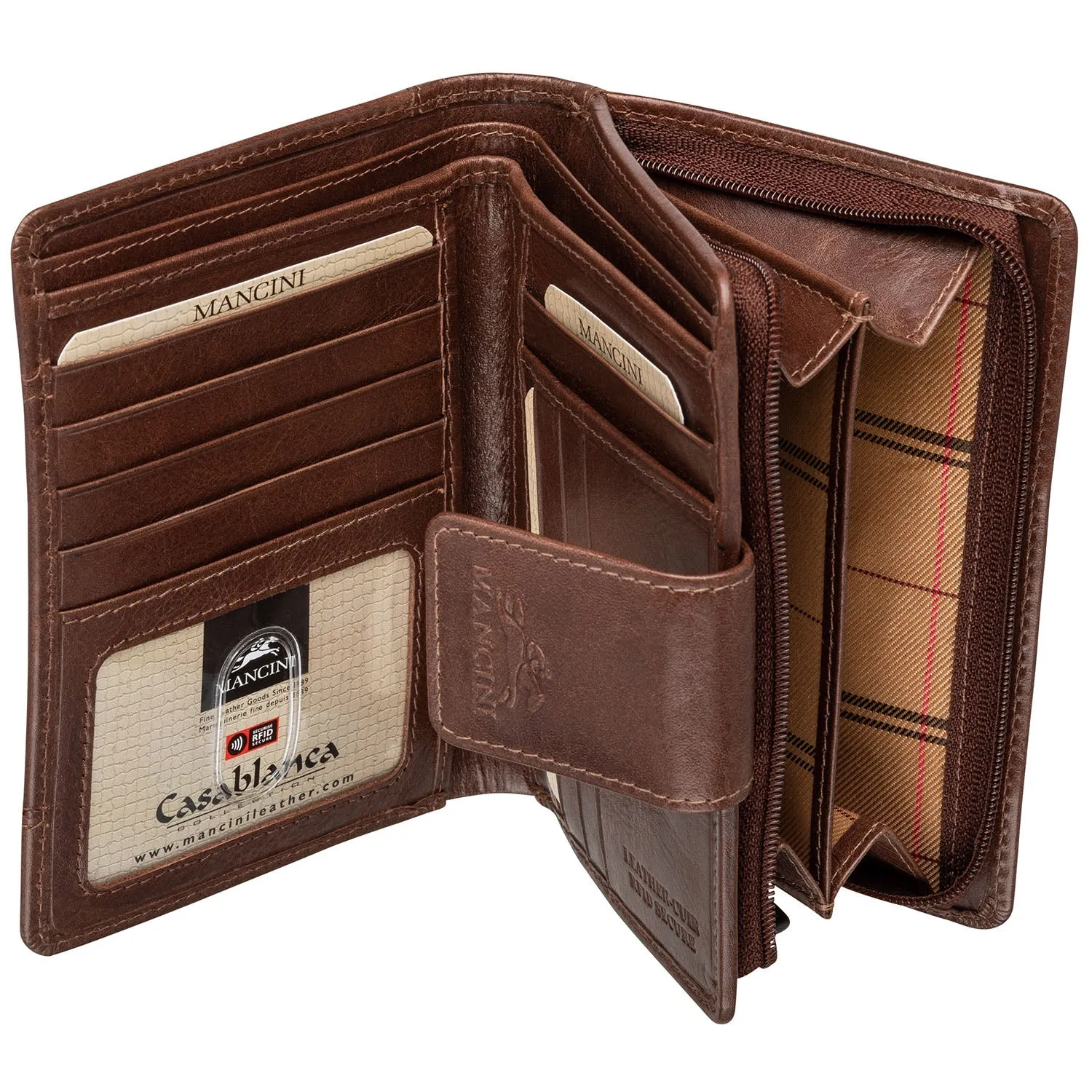 Mancini Ladies' RFID Secure Medium Clutch Wallet