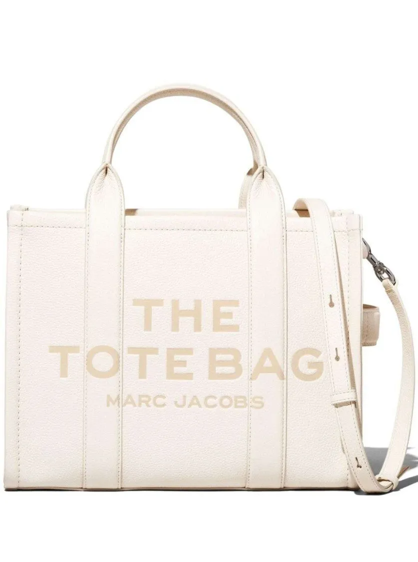 Medium Tote Bag' White Shoulder Bag With Logo