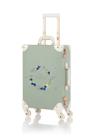 (Outlet) SarahFace Spinner Suitcase - Embroidery Green