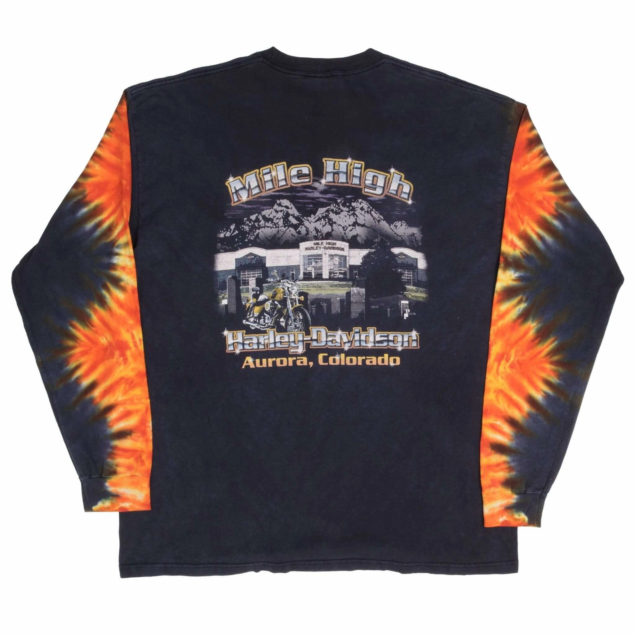 VINTAGE HARLEY DAVIDSON TIE DYE LONG SLEEVES TEE SHIRT 2001 XL MADE IN USA