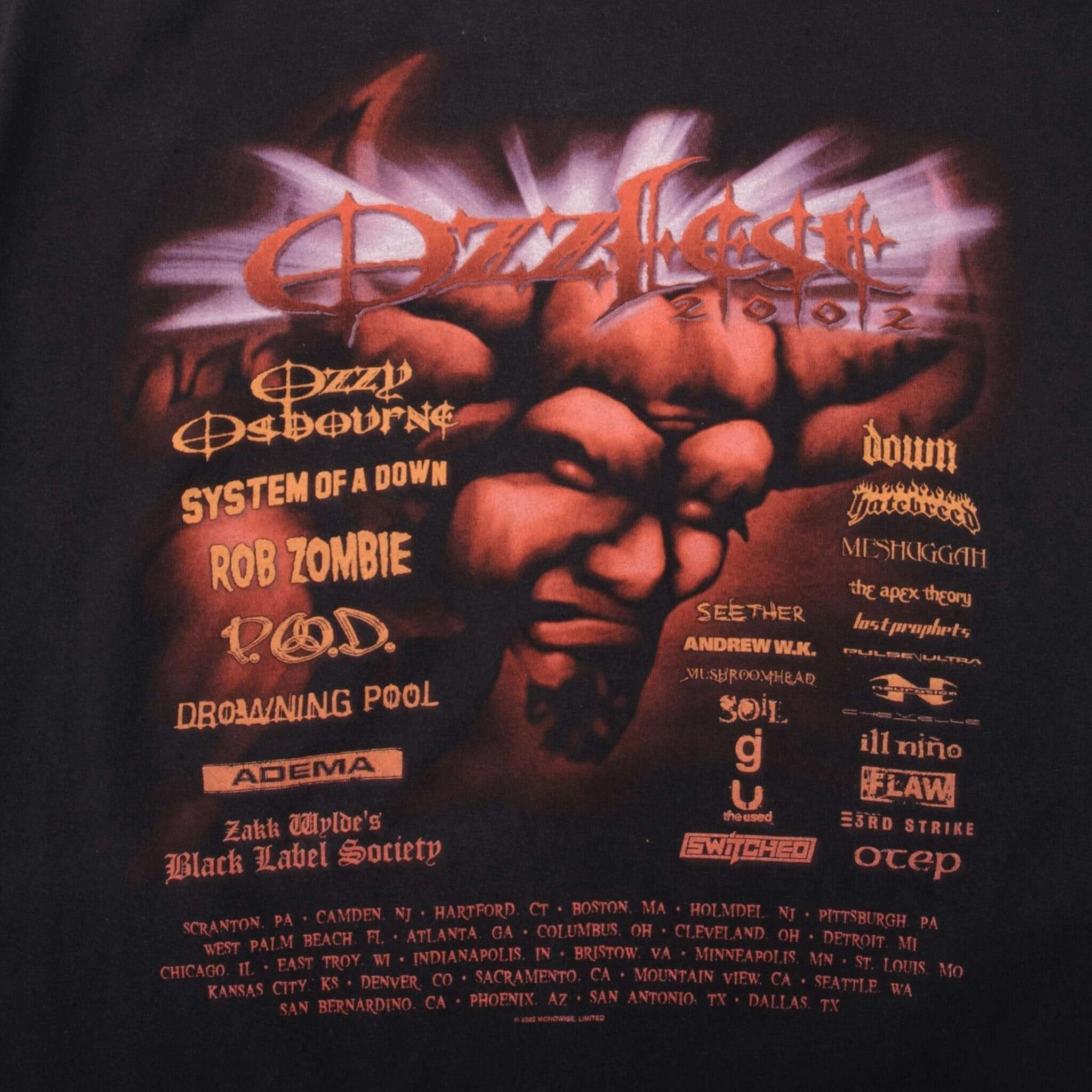 VINTAGE OZZFEST OZZY OSBOURNE 2002 TEE SHIRT SIZE MEDIUM