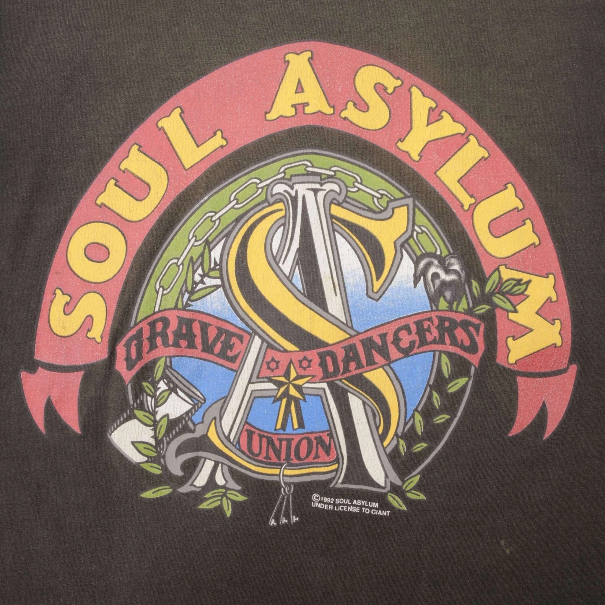 VINTAGE SOUL ASYLUM GRAVE DANCERS UNION 1992 GIANT TEE SHIRT LARGE MADE IN USA