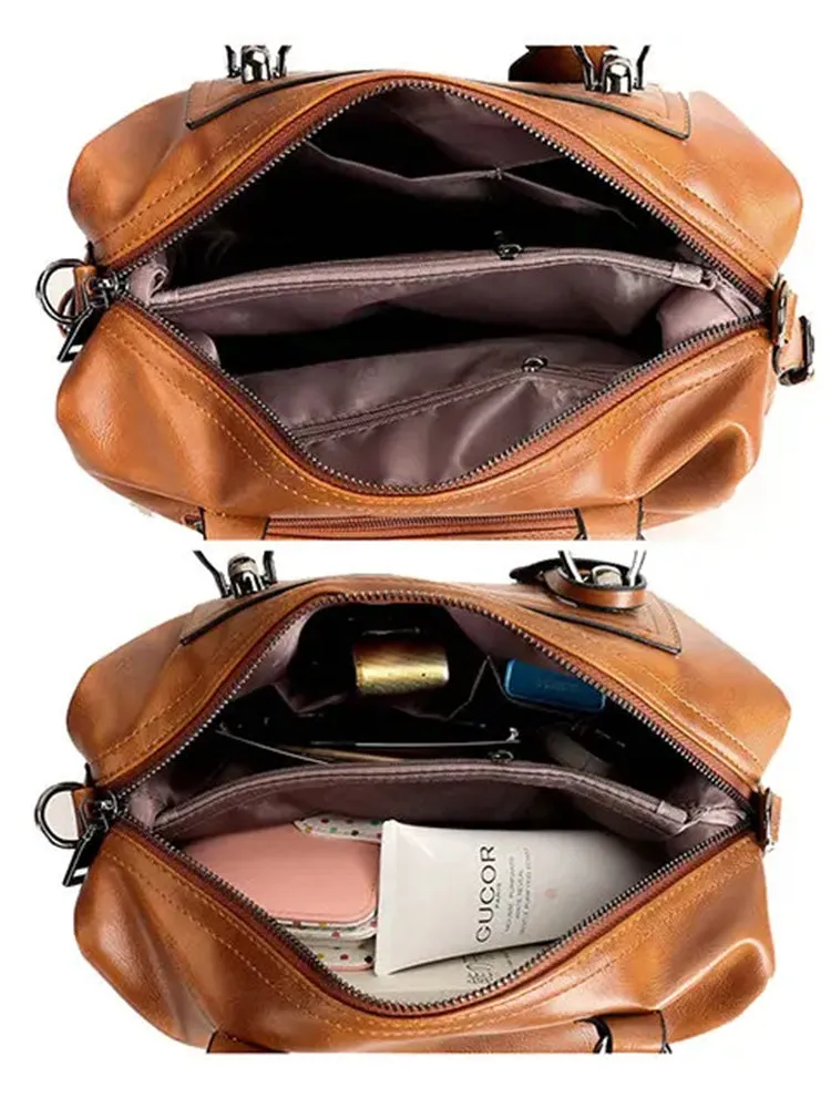 Women Vintage Boston Handbag Shoulder Bag Crossbody Bag